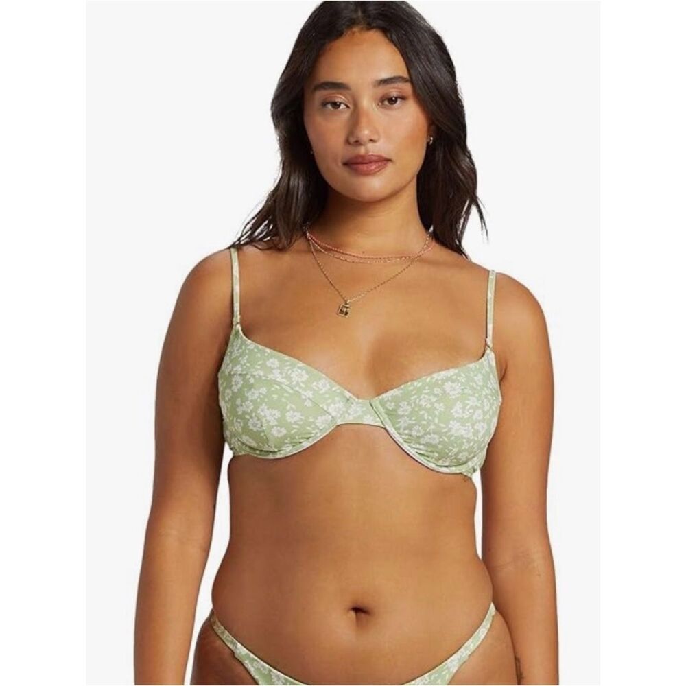 Billabong Women's Wild West Ditsy Morgan Underwire Bikini Top, Willow, M, NWT